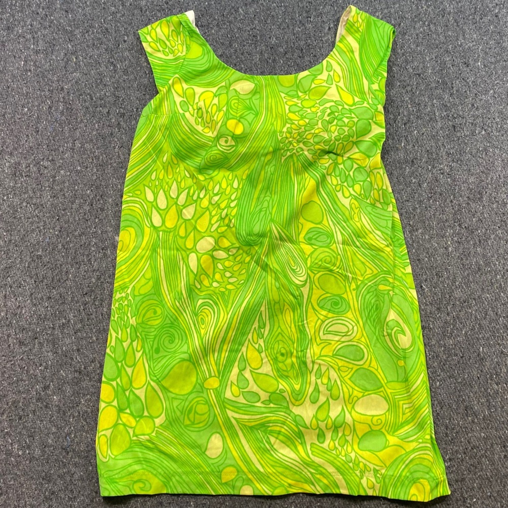 Peter Pan SunBlazers Swim Cover Up Sz 12 Womens Green Psychedelic Mod Mini Dress